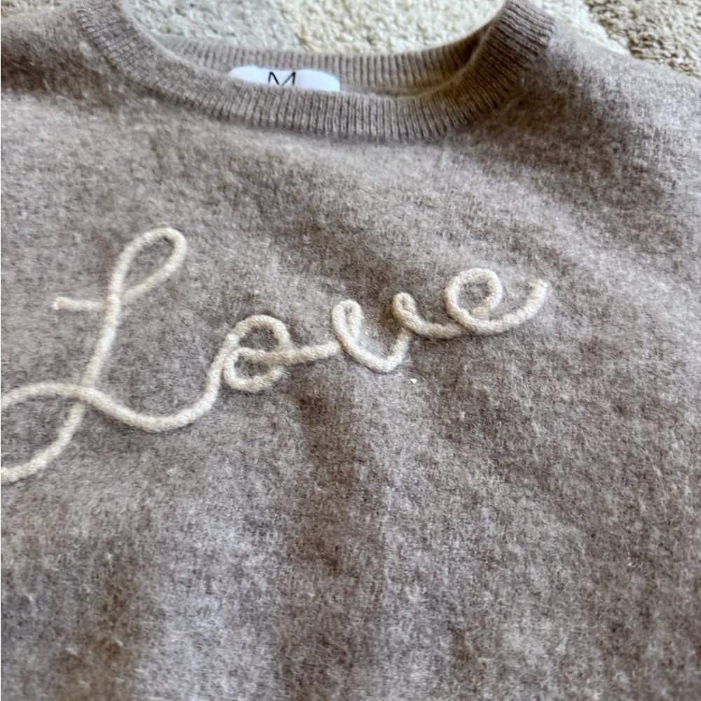 Magaschoni Taupe Sweater with Love Embroidery - Picture 2 of 4